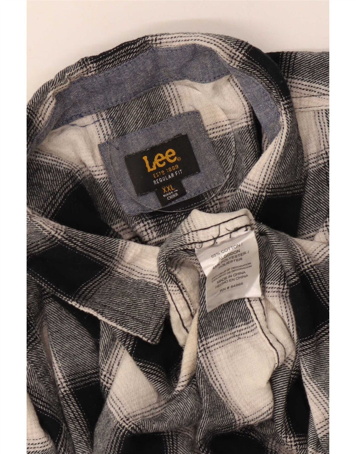 Lee Herren-Flanellhemd mit normaler Passform, 2XL, schwarz kariert, Baumwolle
