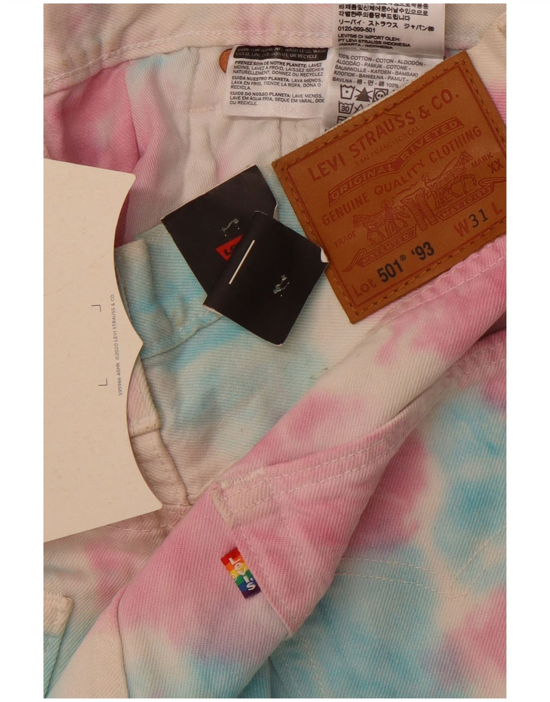 LEVI'S Herren 501 Denim Shorts W32 Medium Mehrfarbige Batik-Baumwolle