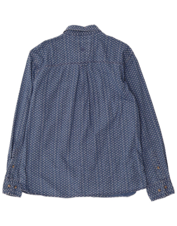 Fat Face Herren-Hemd mit normaler Passform, XL, blau kariert, Baumwolle
