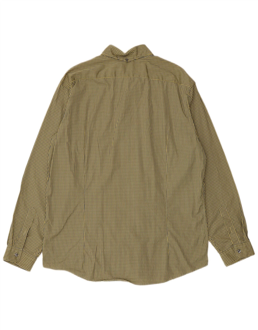 Lacoste Herrenhemd Größe 44 XL Gelb karierte Baumwolle