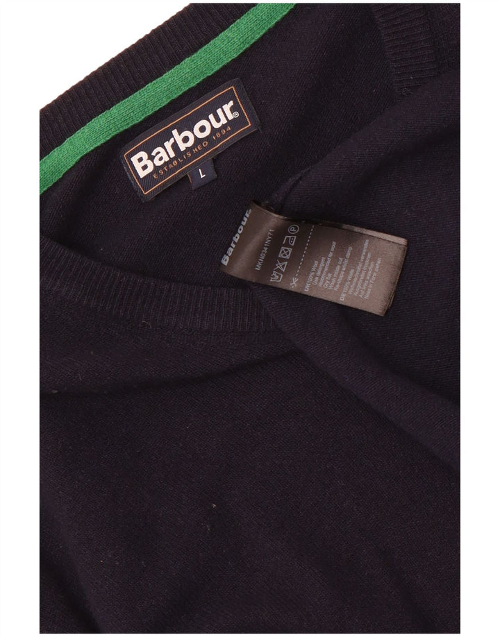 Barbour Herren-Pullover mit V-Ausschnitt, große marineblaue Wolle