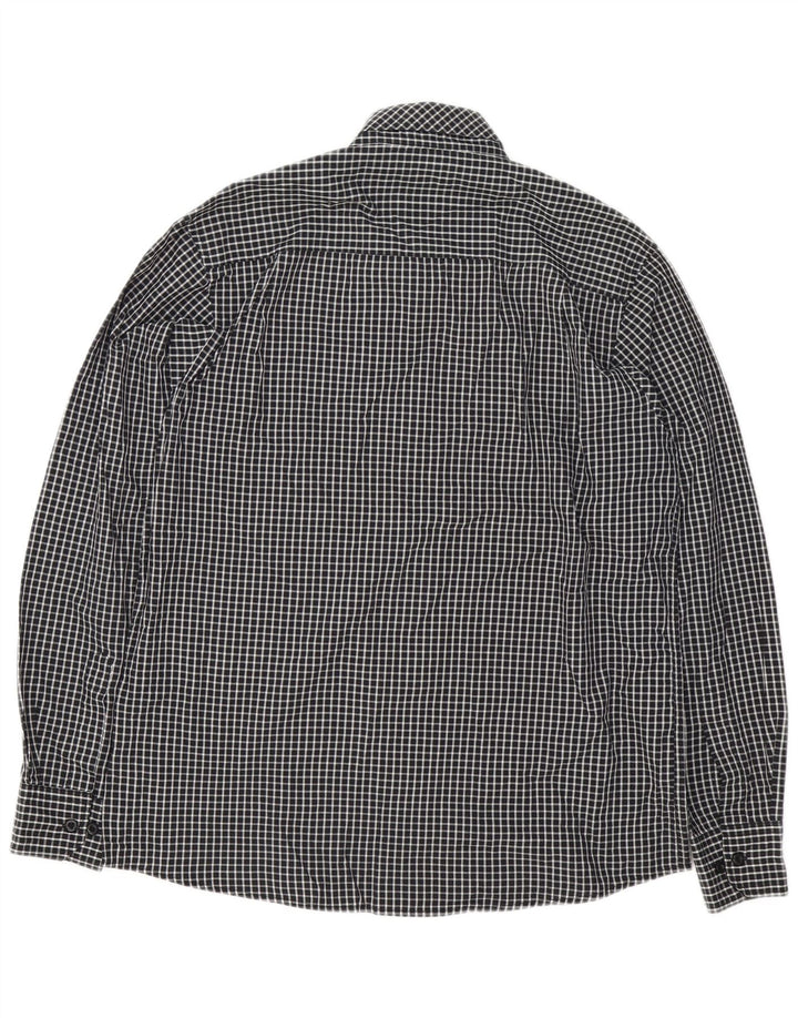 PIERRE CARDIN Herren-Hemd mit normaler Passform, großes schwarzes Gingham-Polyester