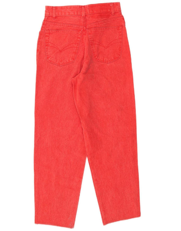 Vintage Damen High Waist Tapered Jeans IT 42 Medium W26 L26 Rote Baumwolle