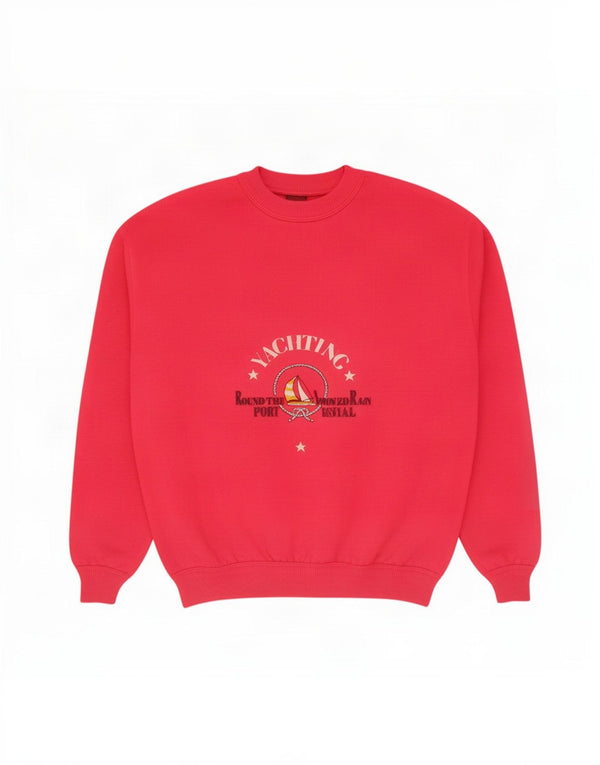 Vintage Damen Grafik Sweatshirt Pullover UK 16 Große rote Baumwolle