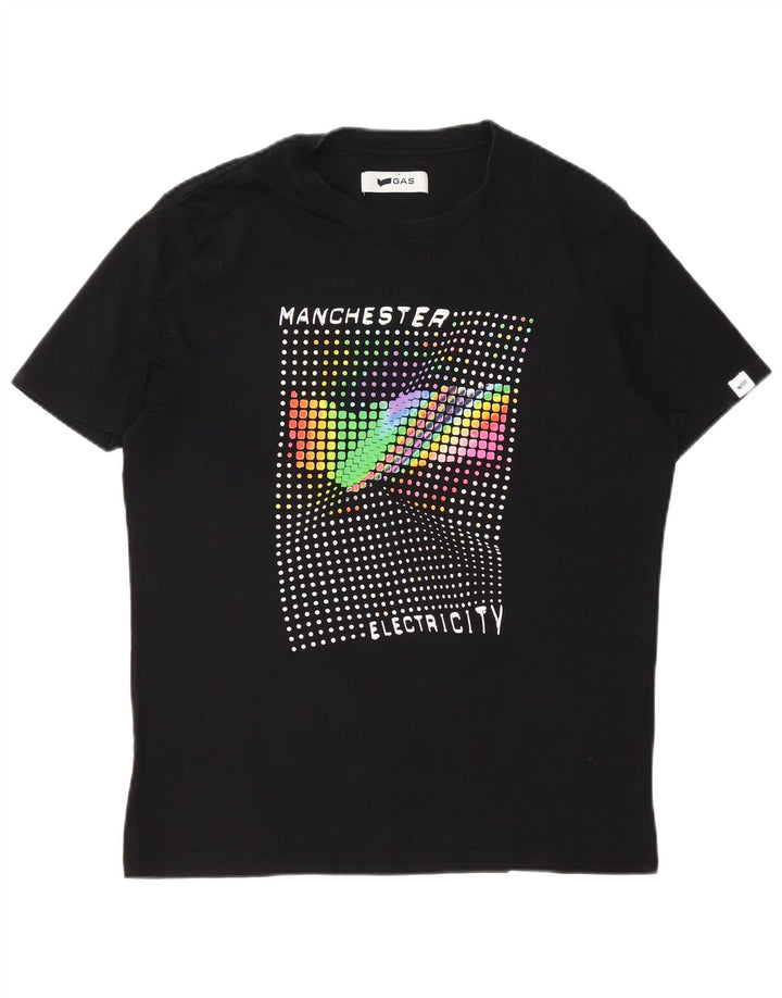 Gas Herren-T-Shirt mit Grafik, groß, aus schwarzer Baumwolle