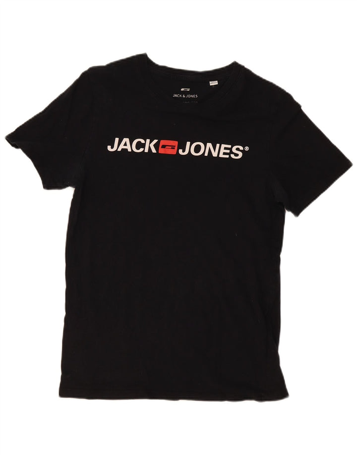 Jack & Jones Herren-T-Shirt mit Grafik, mittelschwarze Baumwolle