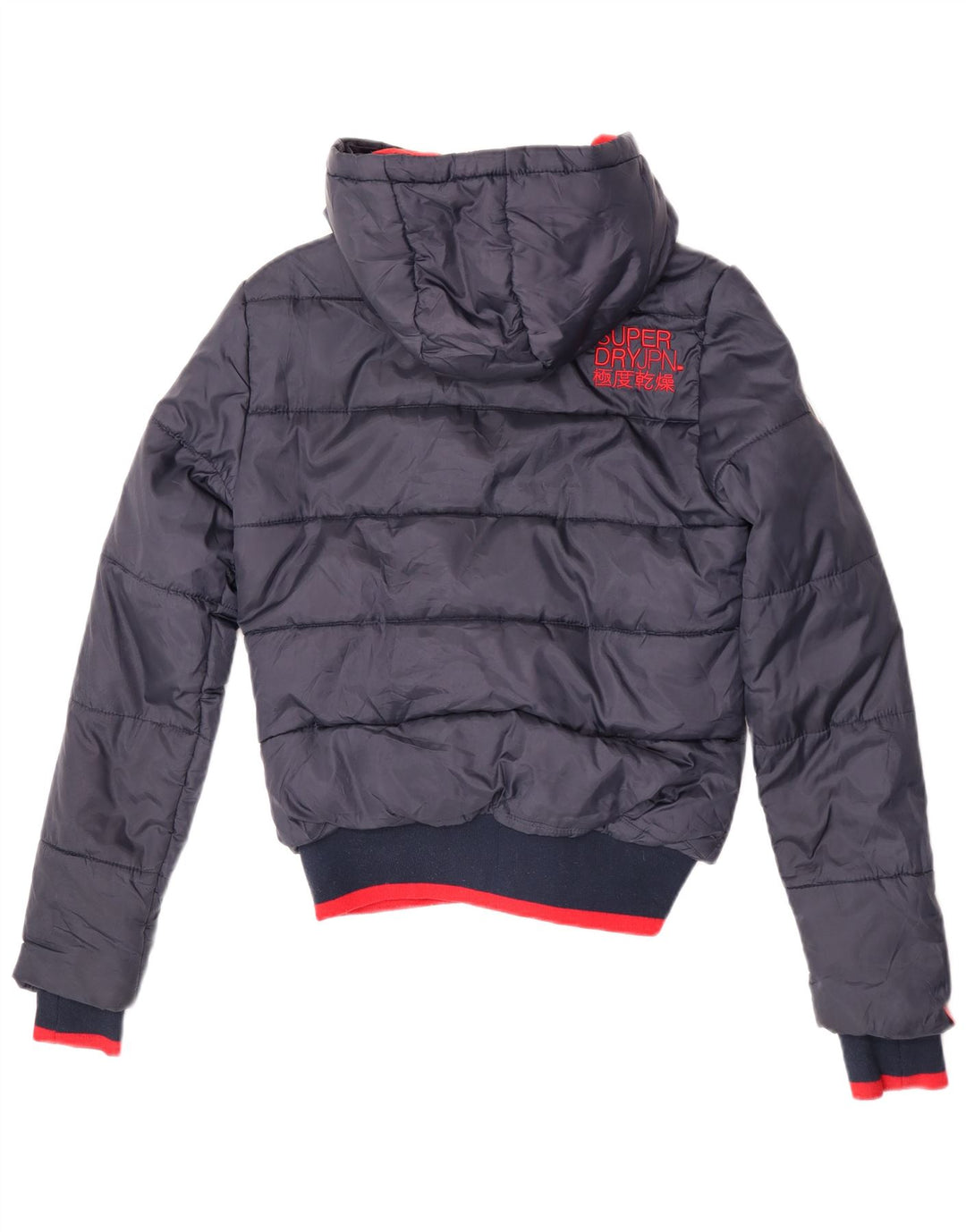Superdry Herren-Jacke mit Kapuze, wattiert, UK 10, Größe S, Marineblau, Farbblock