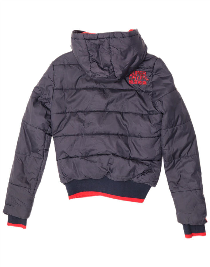 Superdry Herren-Jacke mit Kapuze, wattiert, UK 10, Größe S, Marineblau, Farbblock