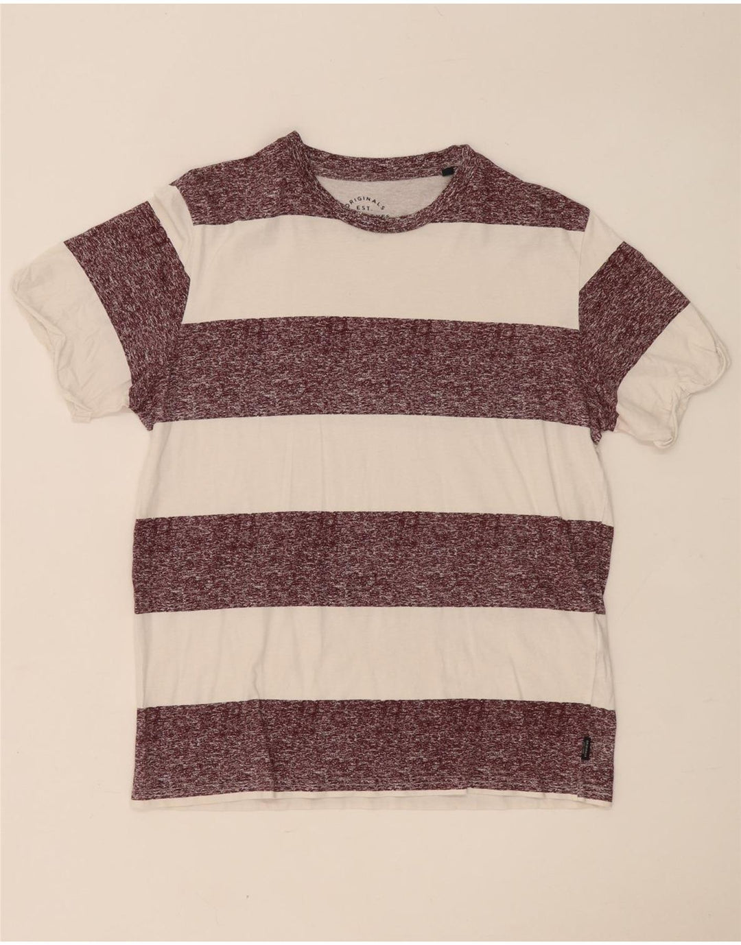 Jack & Jones Herren-T-Shirt-Oberteil aus mittelweißer, gestreifter Baumwolle