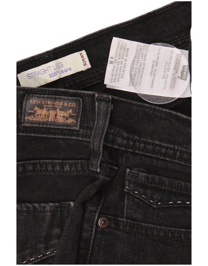 LEVI'S Damen 505 Straight Jeans US 4 Small W28 L31 Schwarze Baumwolle
