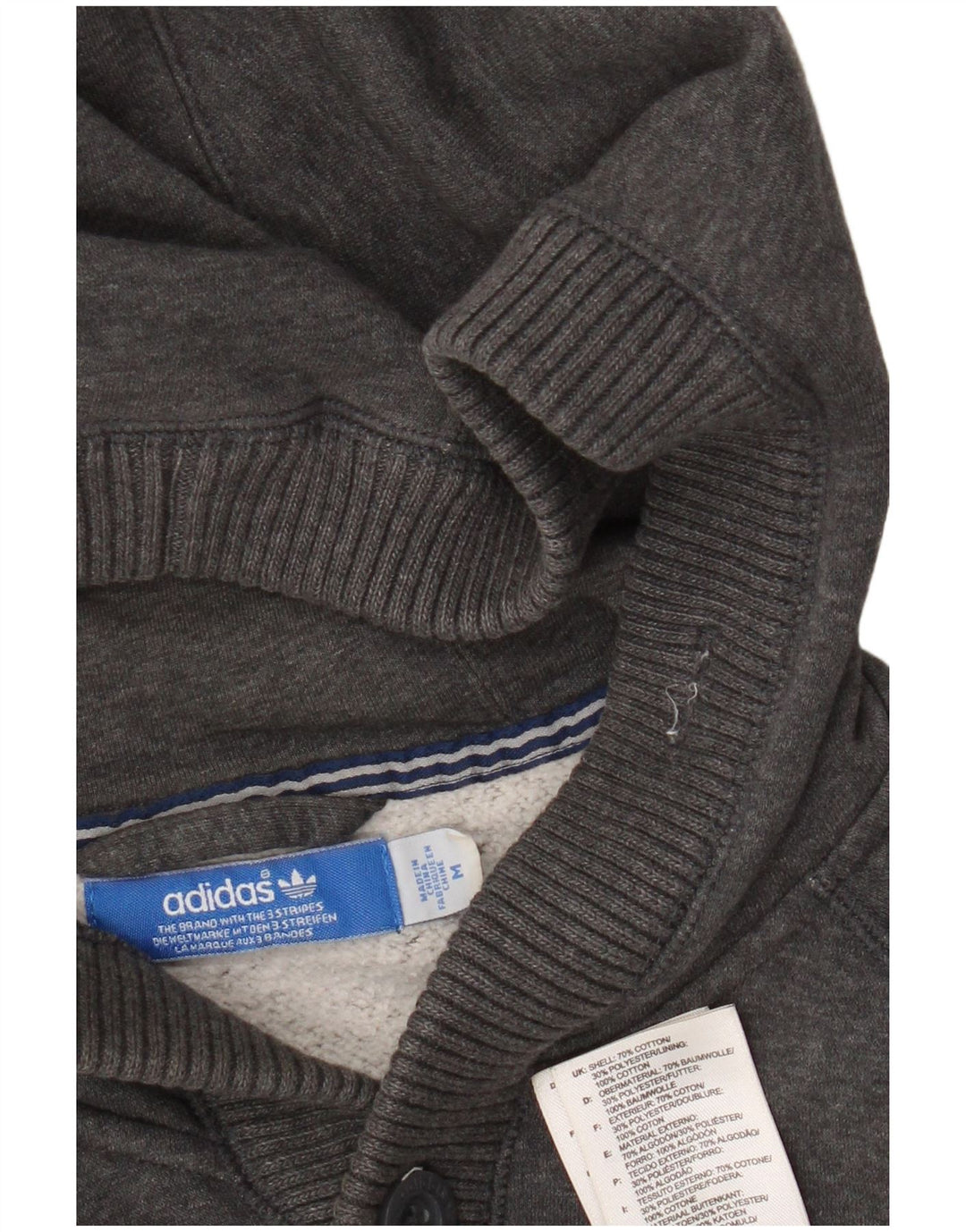 Adidas Herren-Trainingsanzug mit Kapuze, mittelgraue Baumwolle