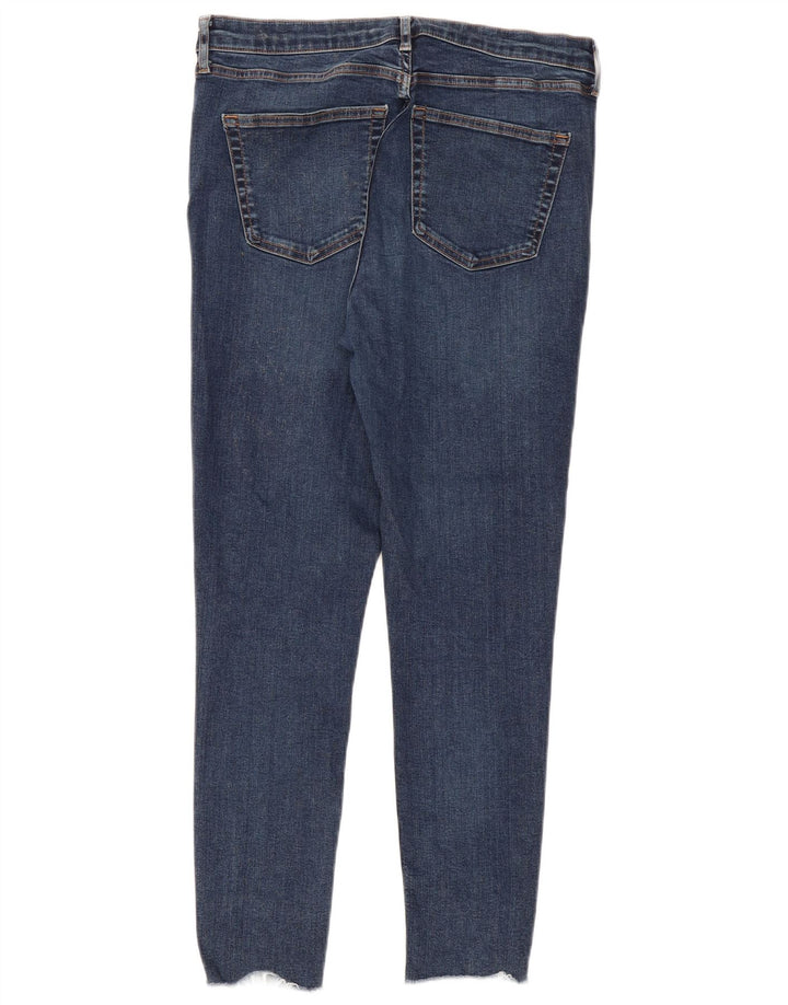 Topshop Damen Skinny Jeans W34 L28 Marineblaue Baumwolle