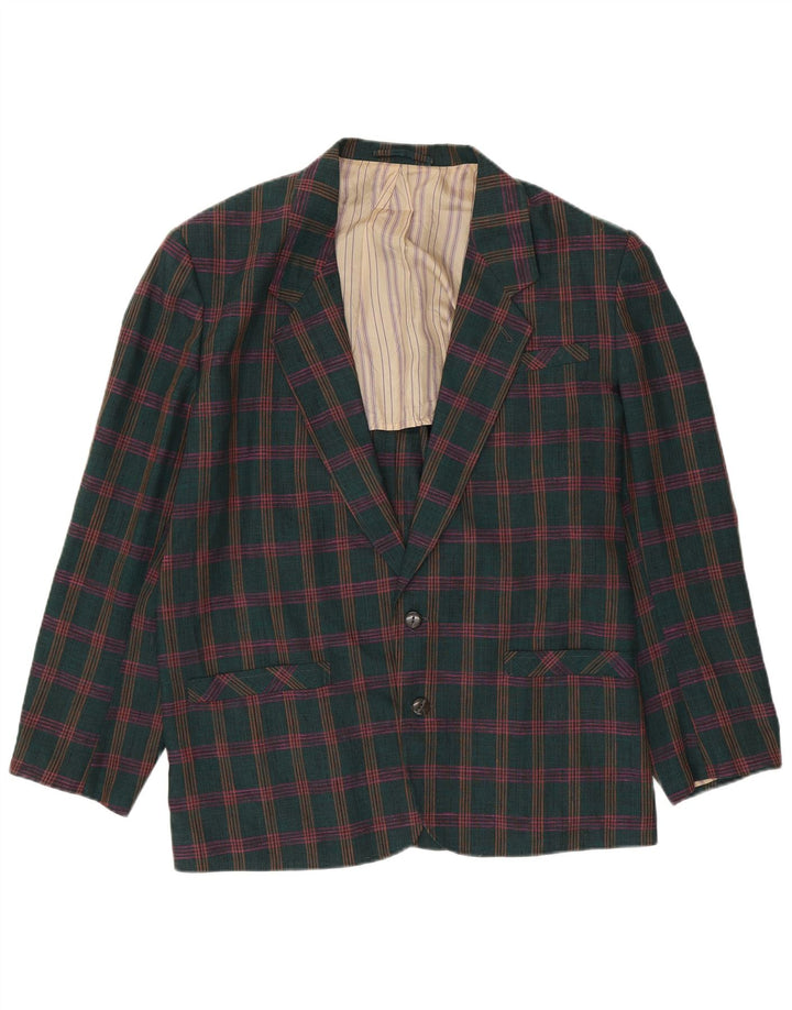 OFFSHORE Herren-Blazer mit 2 Knöpfen, UK 38, mittelgrün kariertes Leinen