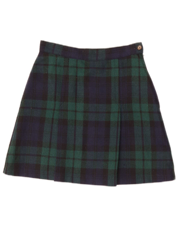 Benetton Damen Minirock IT 40 Small W26 Grün kariertes Acryl