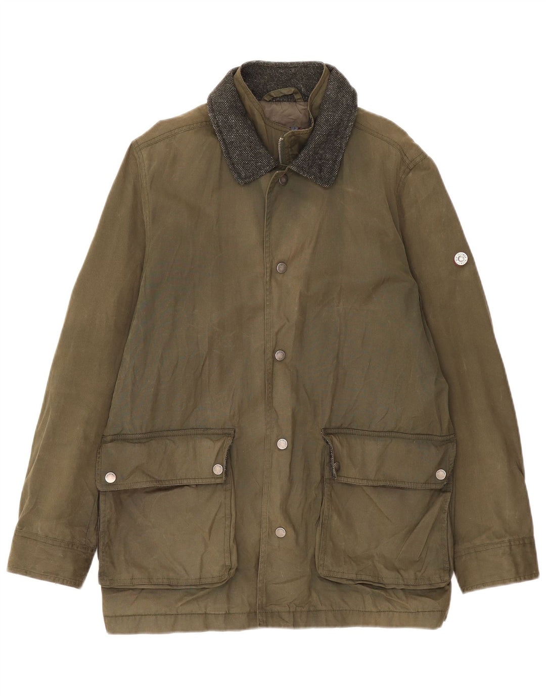 Ben Sherman Herrenjacke aus gewachster Baumwolle, UK 38, mittlere Khaki-Baumwolle