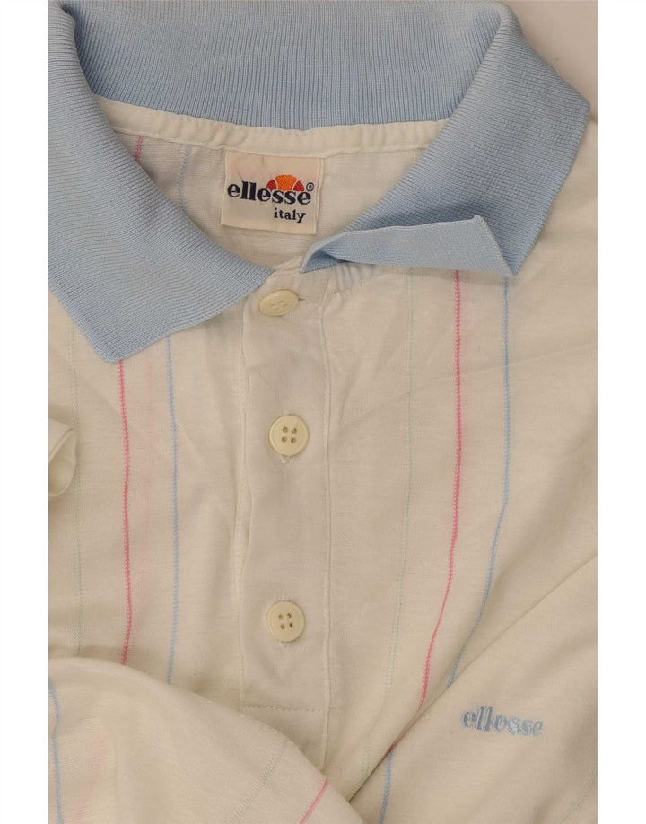 Ellesse Herren-Poloshirt aus mittelweißer, gestreifter Baumwolle