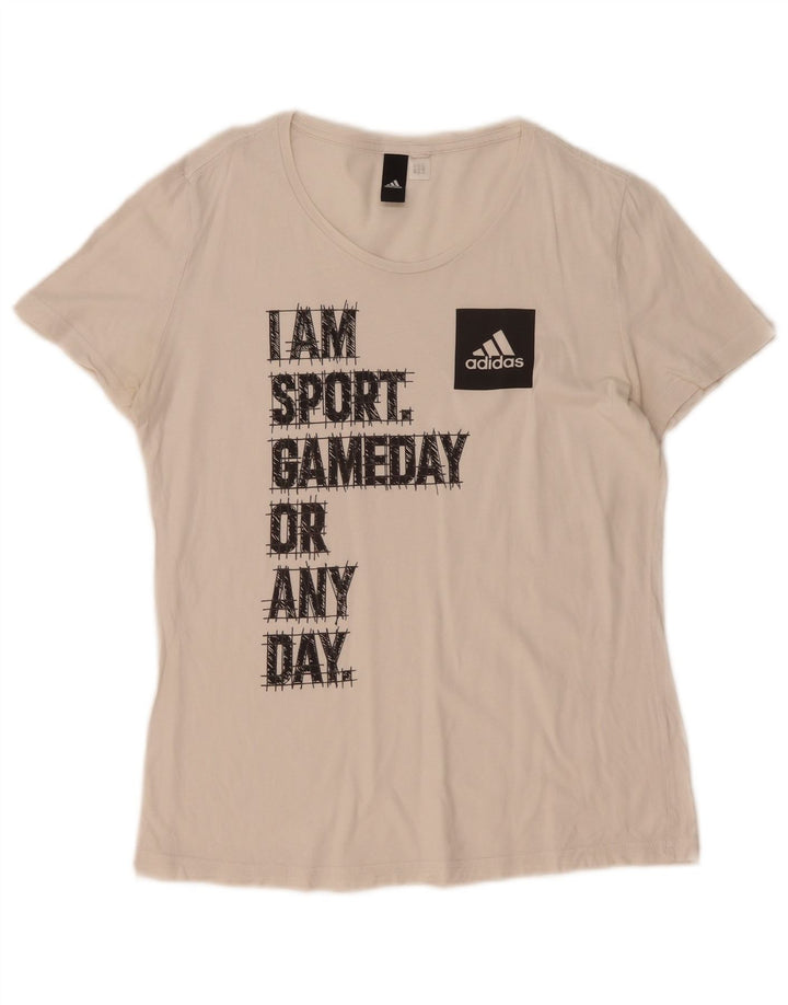 Adidas Damen Graphic T-Shirt Top UK 14 Medium Weiß