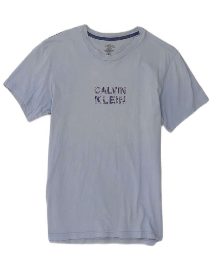 Calvin Klein Herren-T-Shirt mit Grafik, mittelblaue Baumwolle