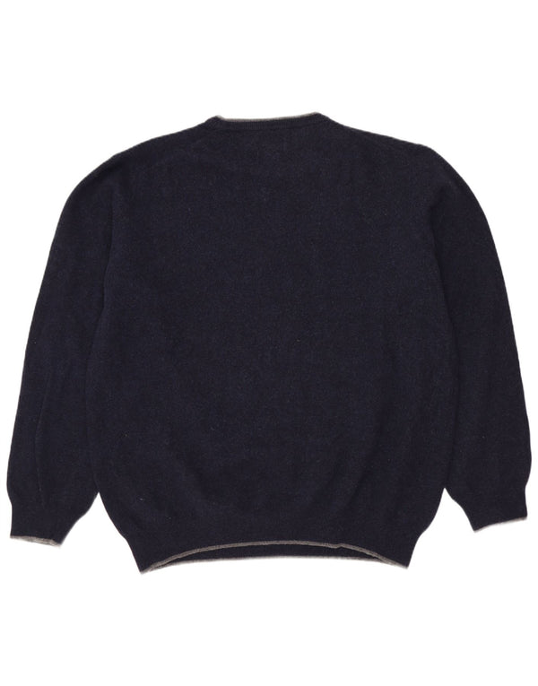 Gant Mens Crew Neck Jumper Sweater XL Navy Blue Lambswool