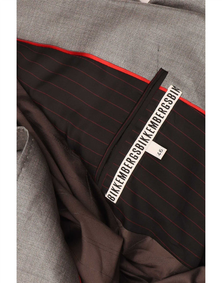 Bikkembergs Herren-Anzug mit 1 Knopf, 2-teilig, Größe 46, Größe S, W34, L36, graue Wolle