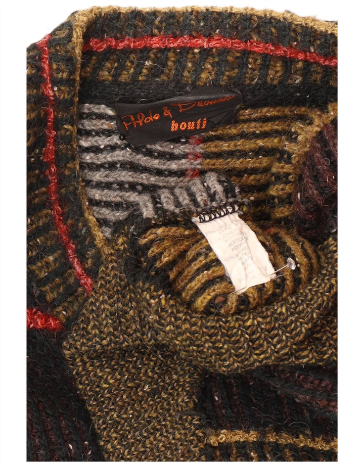 Vintage Herren Pullover mit V-Ausschnitt, große, mehrfarbig gestreifte Wolle