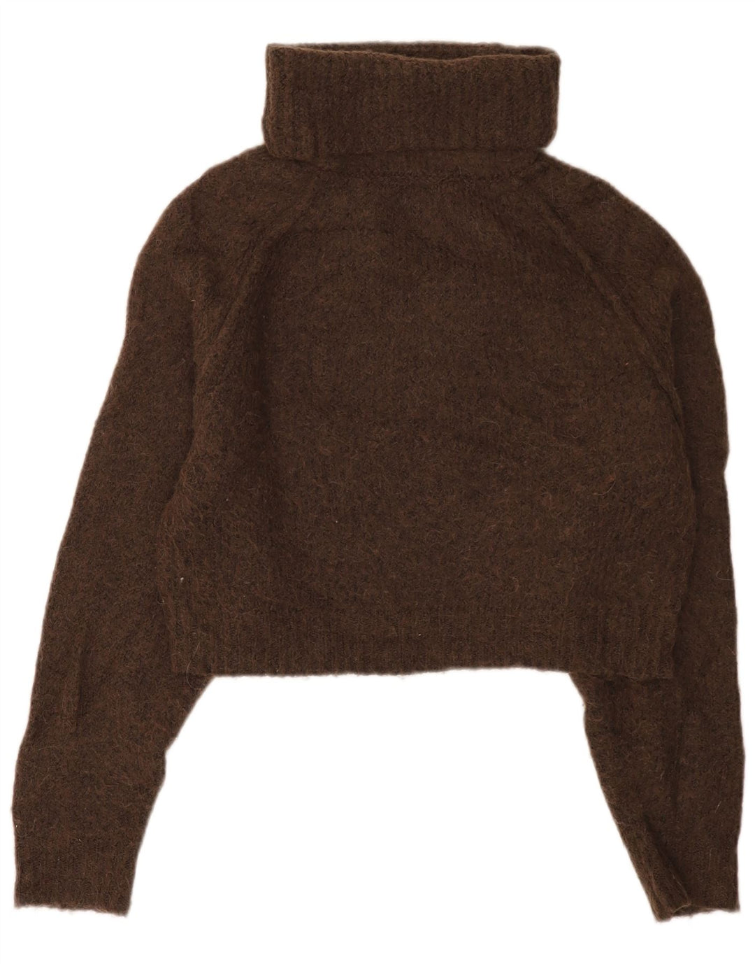 Zara Damen Crop Rollkragenpullover Pullover UK 14 Mittelbraunes Polyester