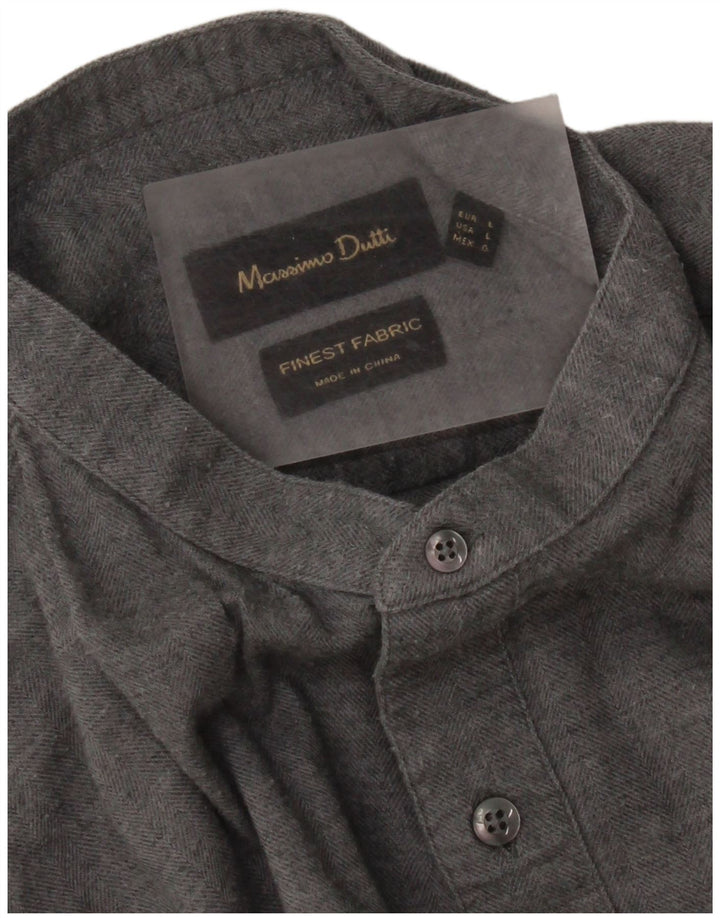 Massimo Dutti Herrenhemd, großes graues Fischgrätenmuster