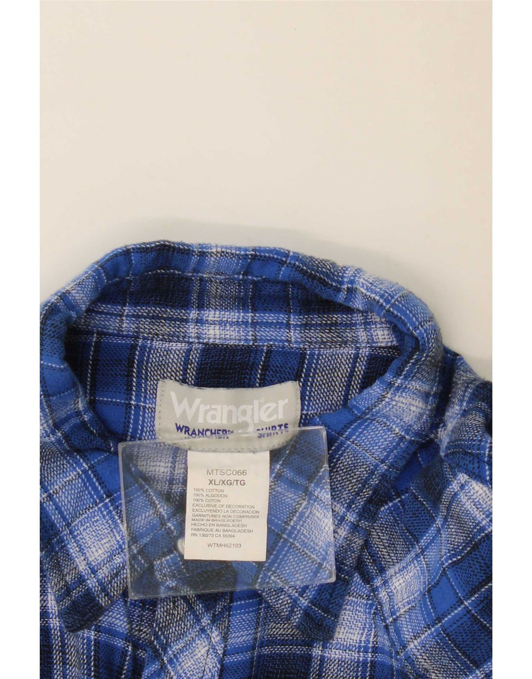Wrangler Herren-Flanellhemd XL, blau kariert, Baumwolle