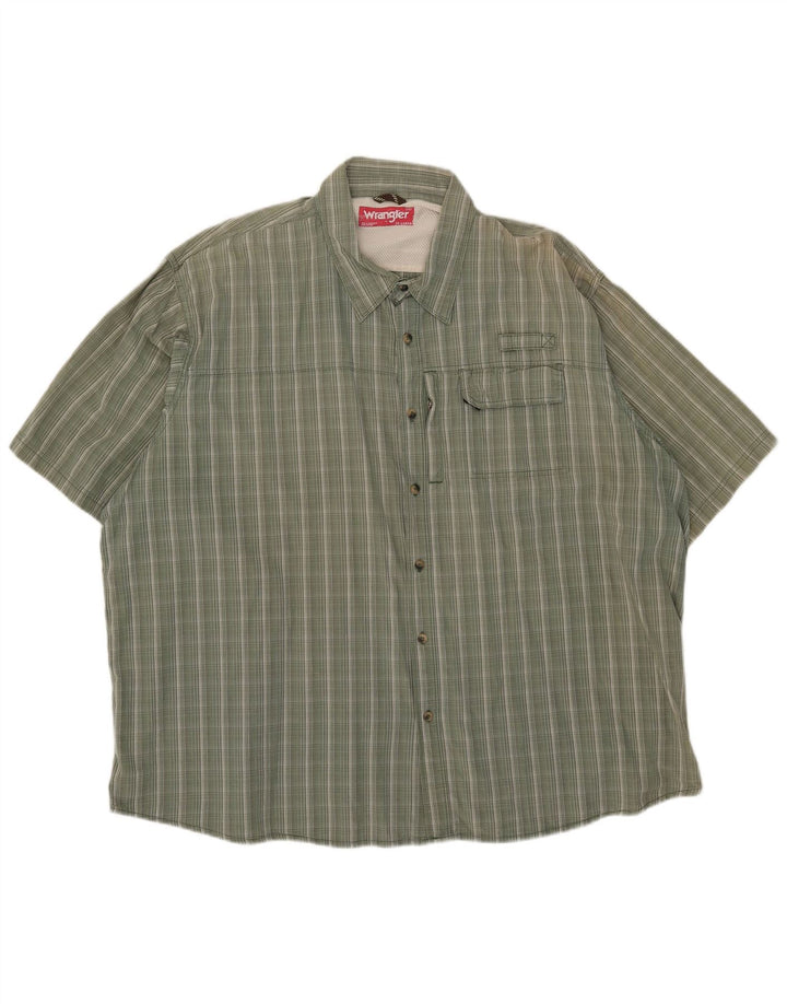Wrangler Herren Kurzarmhemd 3XL Grün gestreift