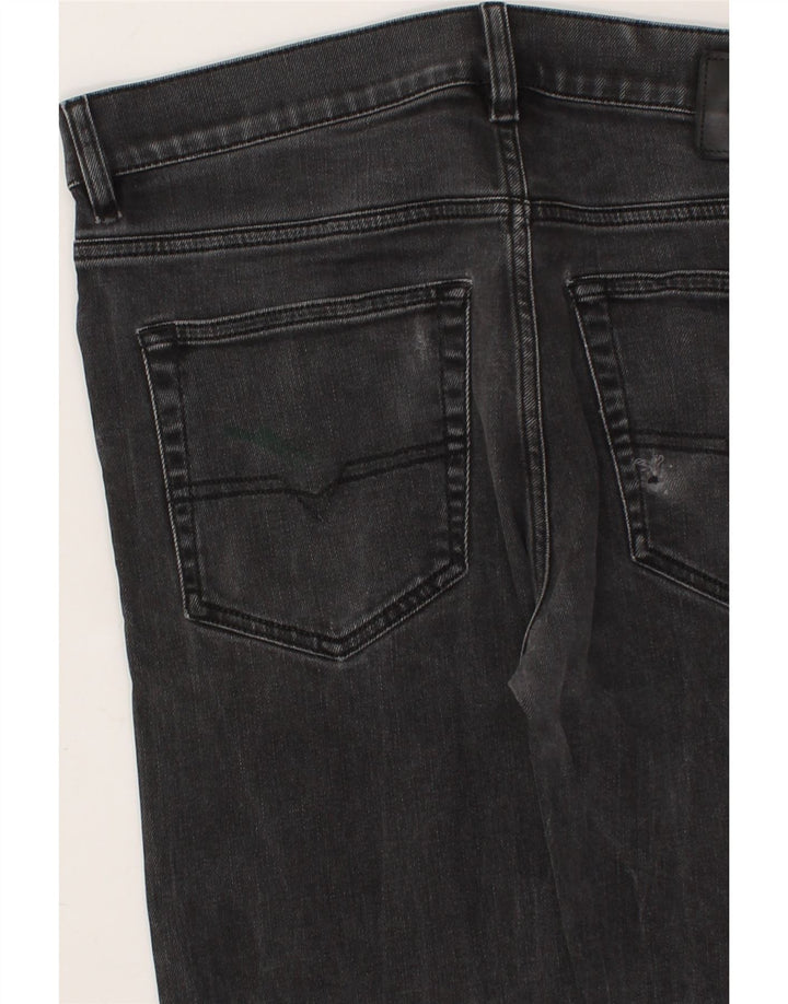 DIESEL Herren Slim Jeans W32 L32 Schwarze Baumwolle