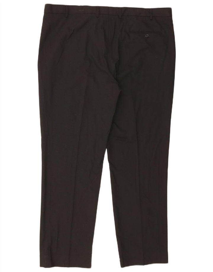 Marks & Spencer Herren-Anzughose mit normaler Passform, W42, L31, schwarzes Polyester
