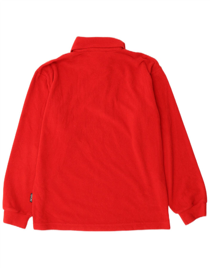 Sergio Tacchini Herren-Fleecepullover mit Reißverschluss am Hals, kleines rotes Polyester