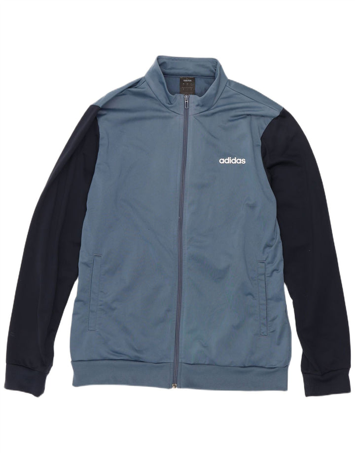 Adidas Herren-Trainingsanzug mit grafischem Oberteil, großes, blaues Farbblock-Polyester