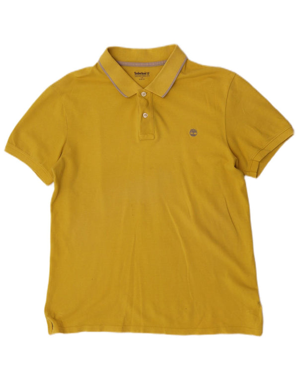 Timberland Herren Kurzarm-Slim-Fit-Poloshirt, groß, gelbe Baumwolle