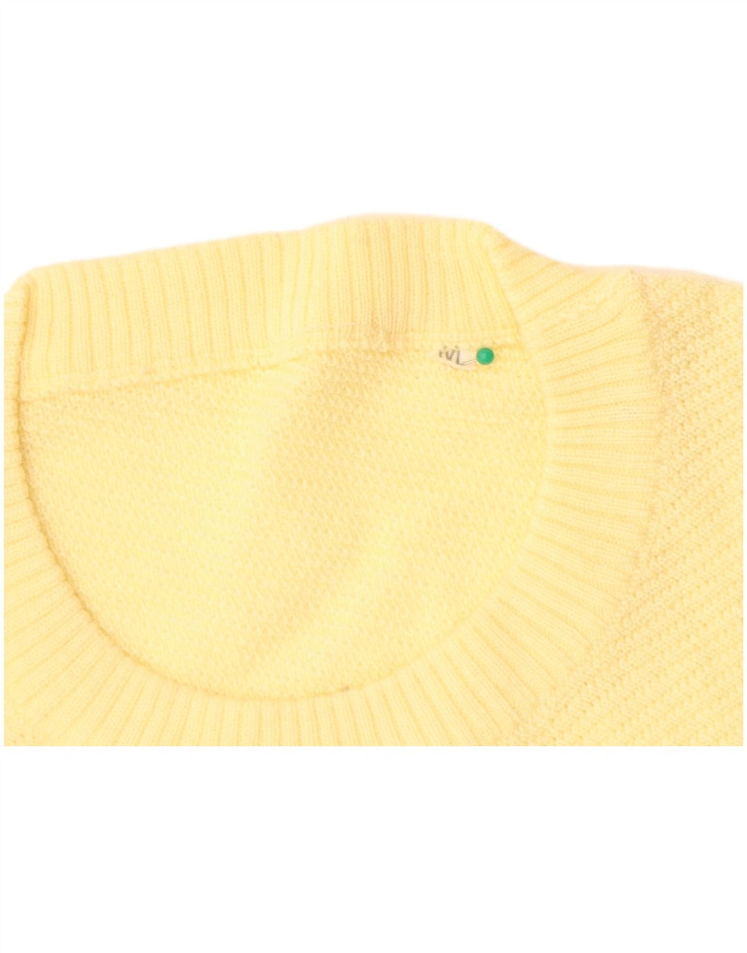 VINTAGE Damen Pullover mit Rundhalsausschnitt UK 14 Mittelgelbe Wolle