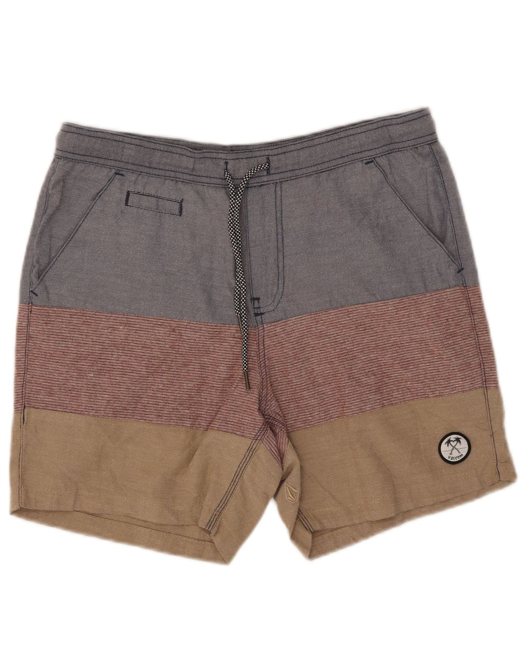 Volcom Herren-Freizeitshorts W32 Medium Mehrfarbige Colourblock-Baumwolle
