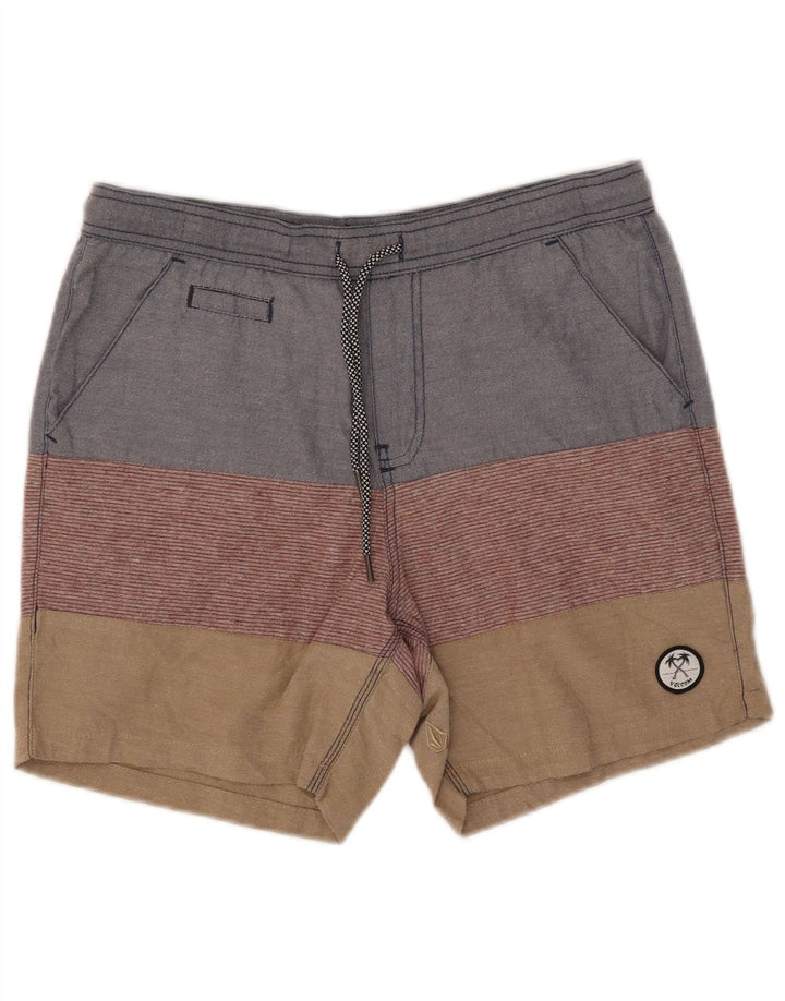 Volcom Herren-Freizeitshorts W32 Medium Mehrfarbige Colourblock-Baumwolle