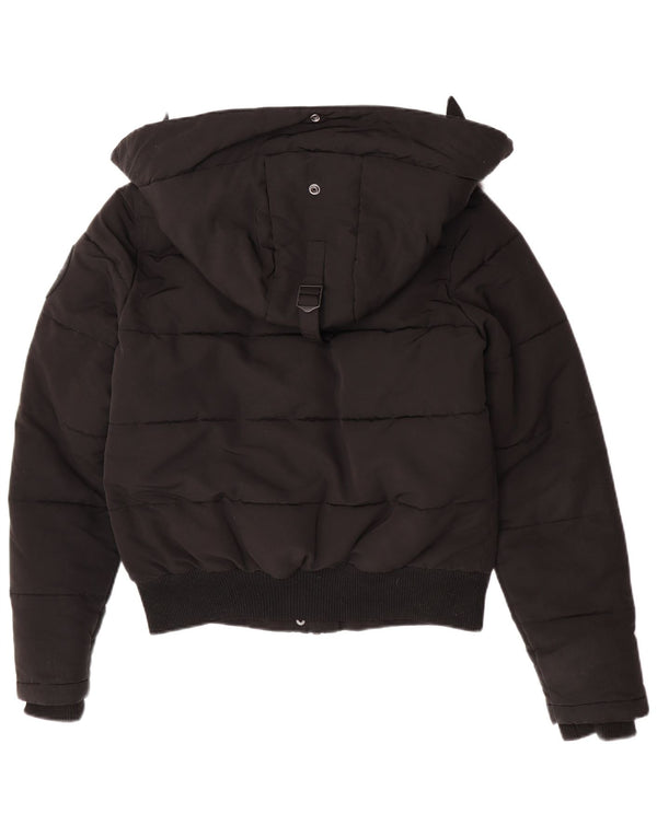 Superdry Wattierte Damenjacke mit Kapuze, UK 12, Mittelschwarz, Polyester