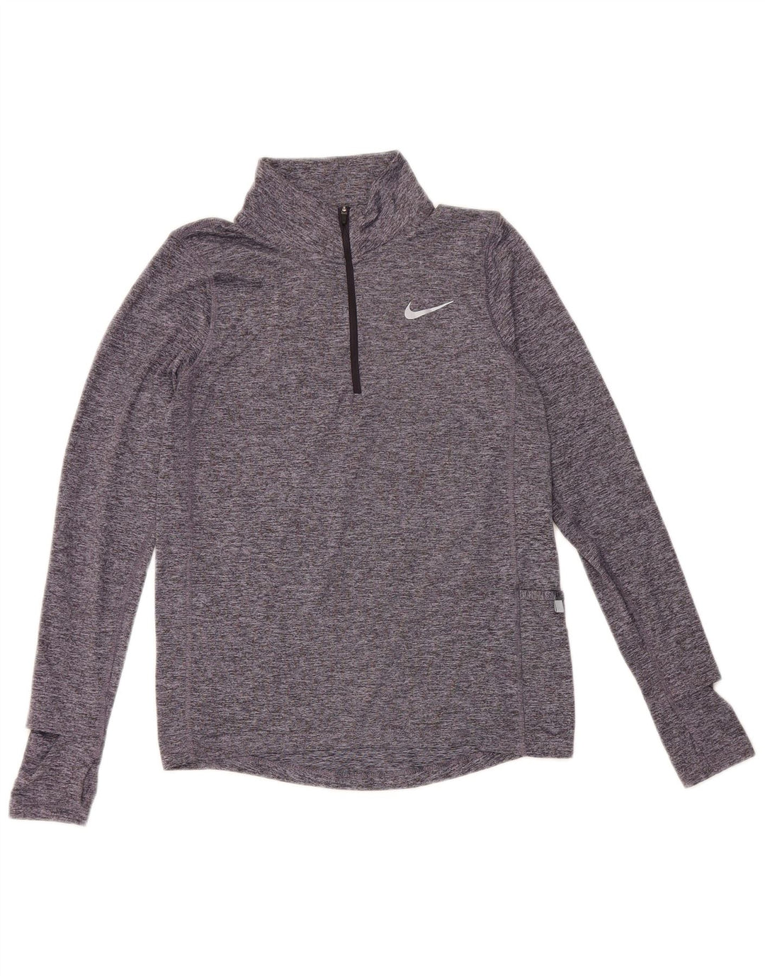 Nike Herren Dri Fit Zip Neck Top Langarm XS Blau geflecktes Polyester