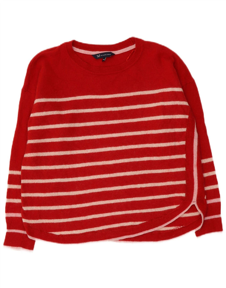 CREW CLOTHING Damen-Pullover mit U-Boot-Ausschnitt, UK 14, große rot gestreifte Wolle
