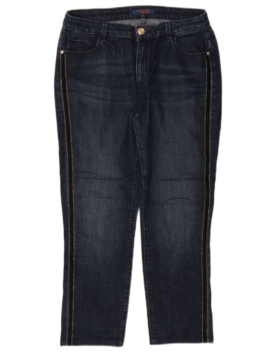 TRUSSARDI Damen-Cropped-Jeans W30 L24 Marineblaue Baumwolle