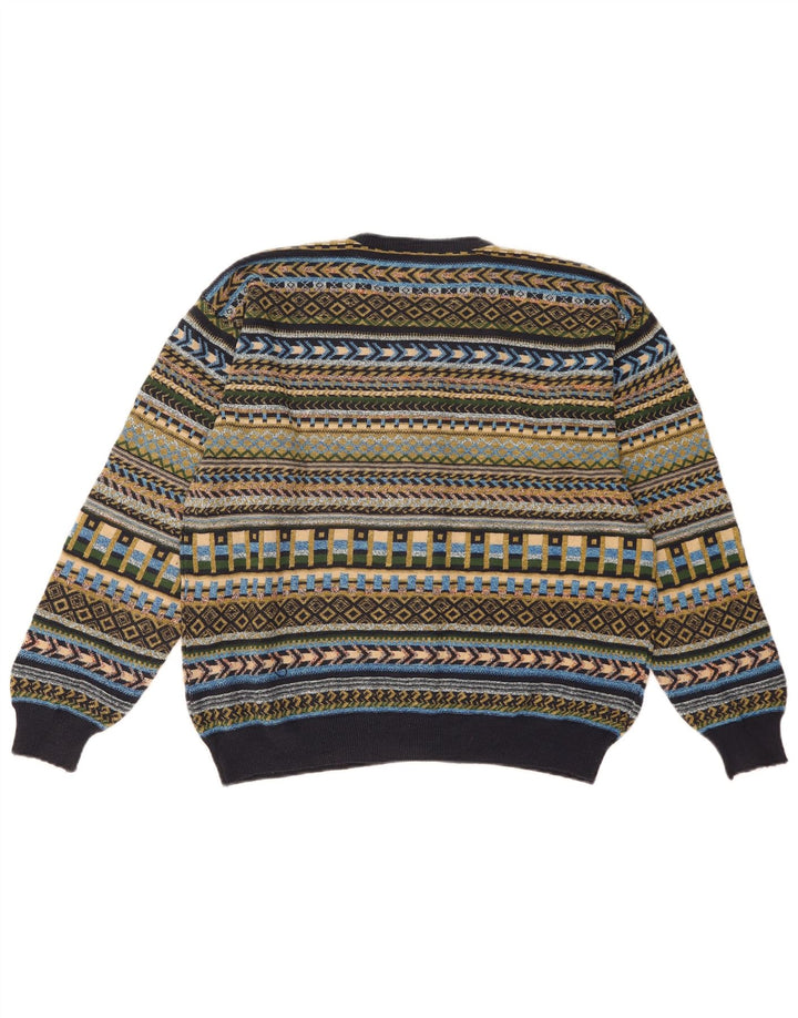 Vintage Damen Cardigan Pullover UK 16 Groß Mehrfarbig Geometrisch