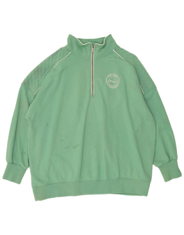 JOULES Womens Zip Neck Sweatshirt Jumper UK 26 5XL Green Cotton