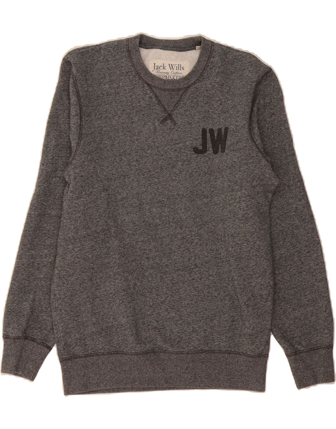 JACK WILLS Mens Graphic Sweatshirt Jumper Small Grey Cotton Vintage Jack Wills and Second-Hand Jack Wills from Messina Hembry 