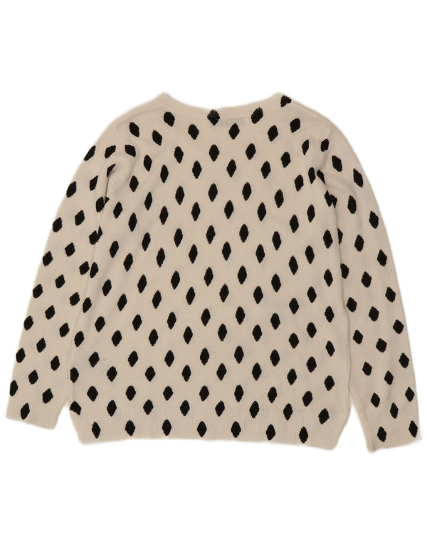 Marks & Spencer Damen-Pullover mit U-Boot-Ausschnitt, Gr. 14, groß, weiß, geometrisch