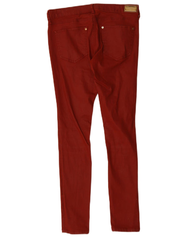 Zara Damen Skinny Casual Hose EU 38 Small W28 L28 Rote Baumwolle