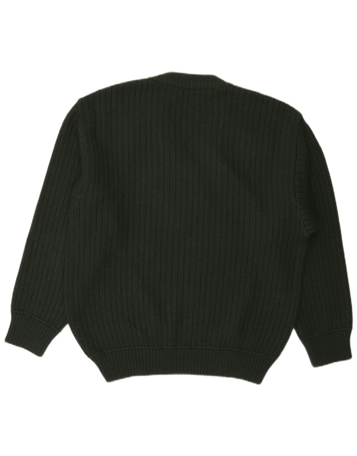 MALAGRIDA Herren-Pullover mit V-Ausschnitt, groß, grün, geometrisch, Polyacryl