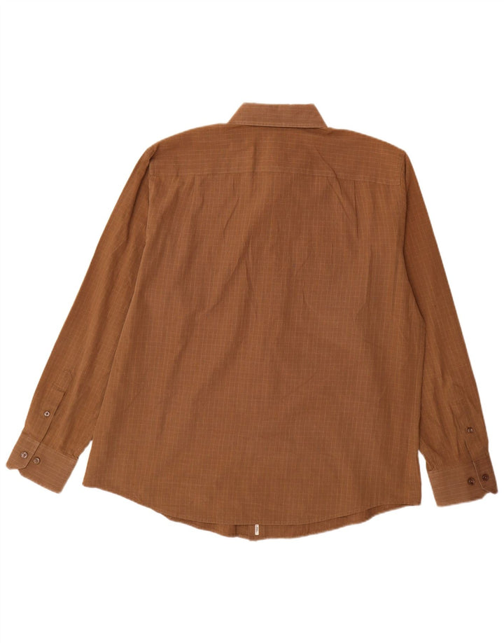 Dockers Herrenhemd Größe 16 16 1/2 große braune Gingham-Baumwolle