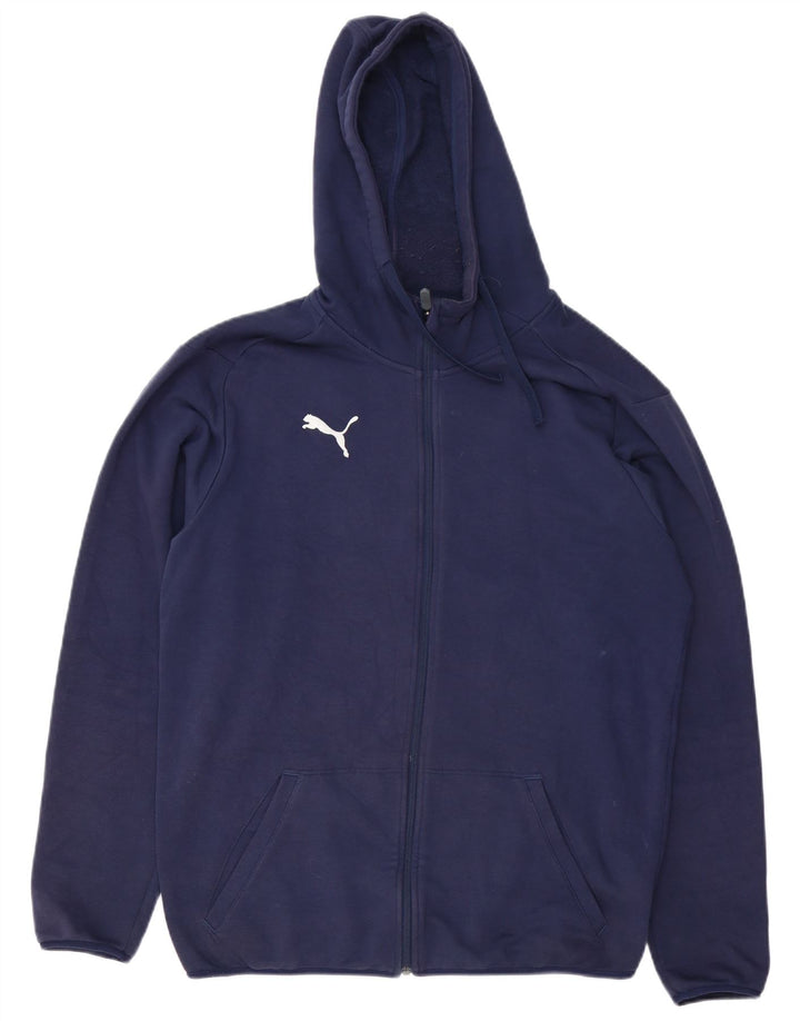 Puma Herren-Kapuzenpullover mit Reißverschluss, mittelmarineblaue Baumwolle