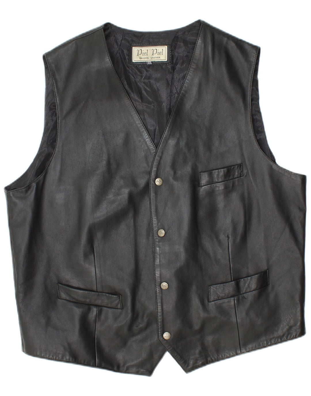 Vintage Herren Lederweste 2XL Schwarzes Leder